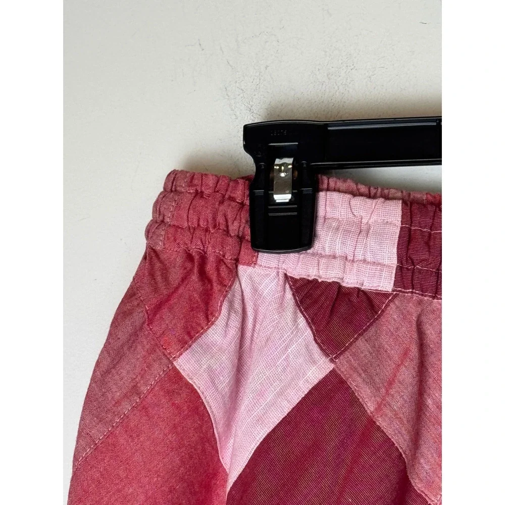 Warm Shorts Women XS Pink Red Patchwork‎ Diamond Print Elastic Waist NWT Luxury